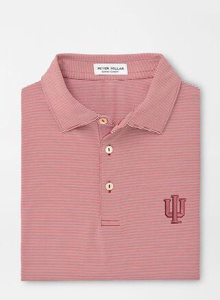 Peter Millar Mens Indiana Jubilee Stripe Performance Polo | Color: Crimson | Size: 3XL Product Image