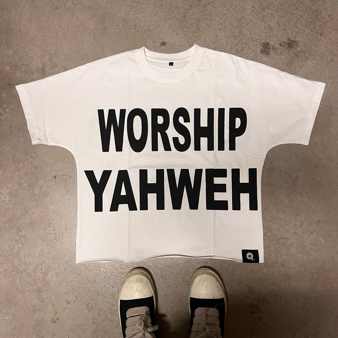 Sopula Vintage Worship Yahweh Graphic Cotton T-Shirt Product Image