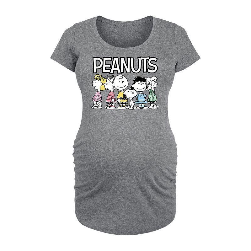 Maternity Peanuts Crew Graphic Tee, Womens Grey Gray Product Image