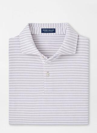 Peter Millar Mens Albatross Stripe Cotton Blend Piqu Polo | Color: Gale Grey | Size: XL Product Image