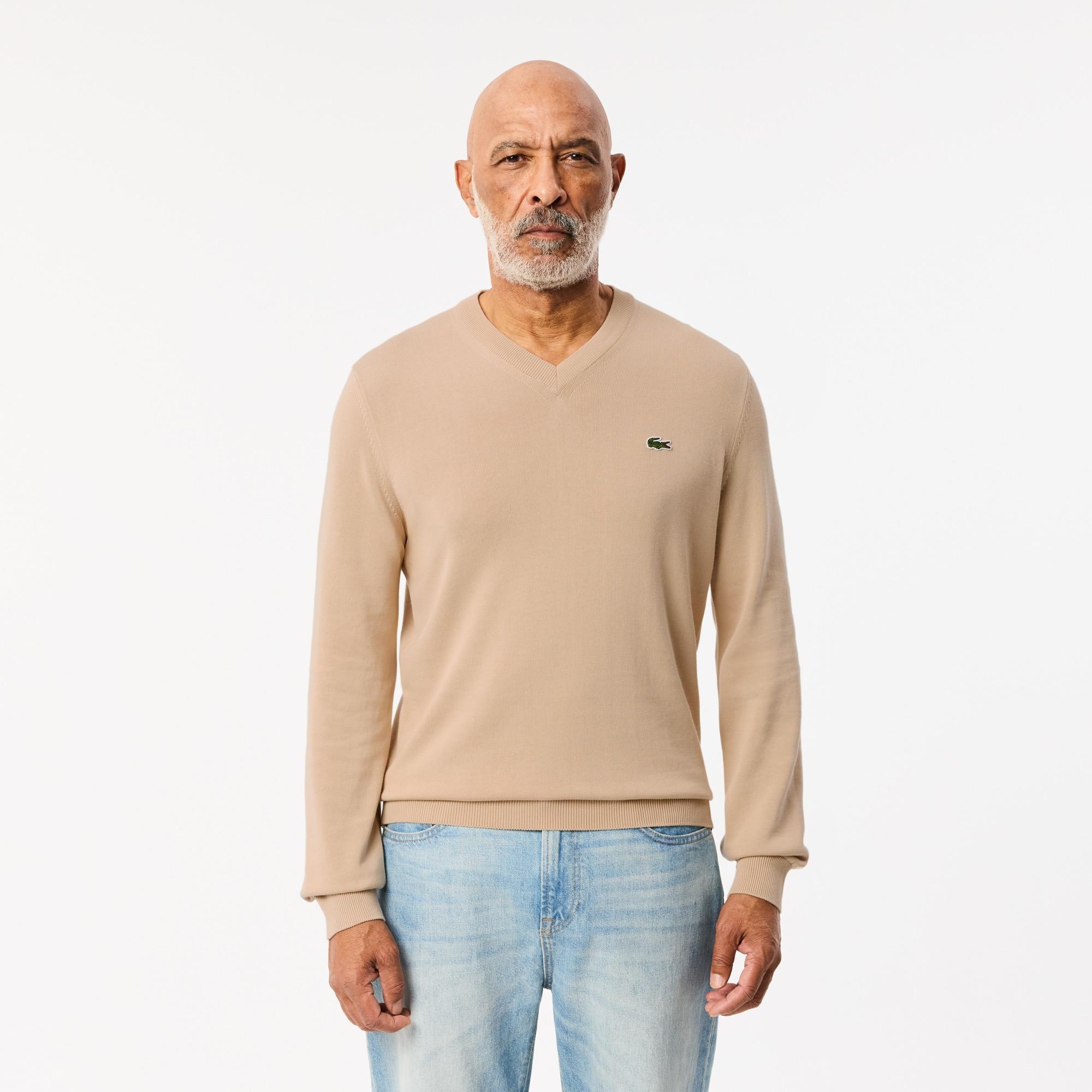 Monochrome Cotton V-neck Sweater Product Image