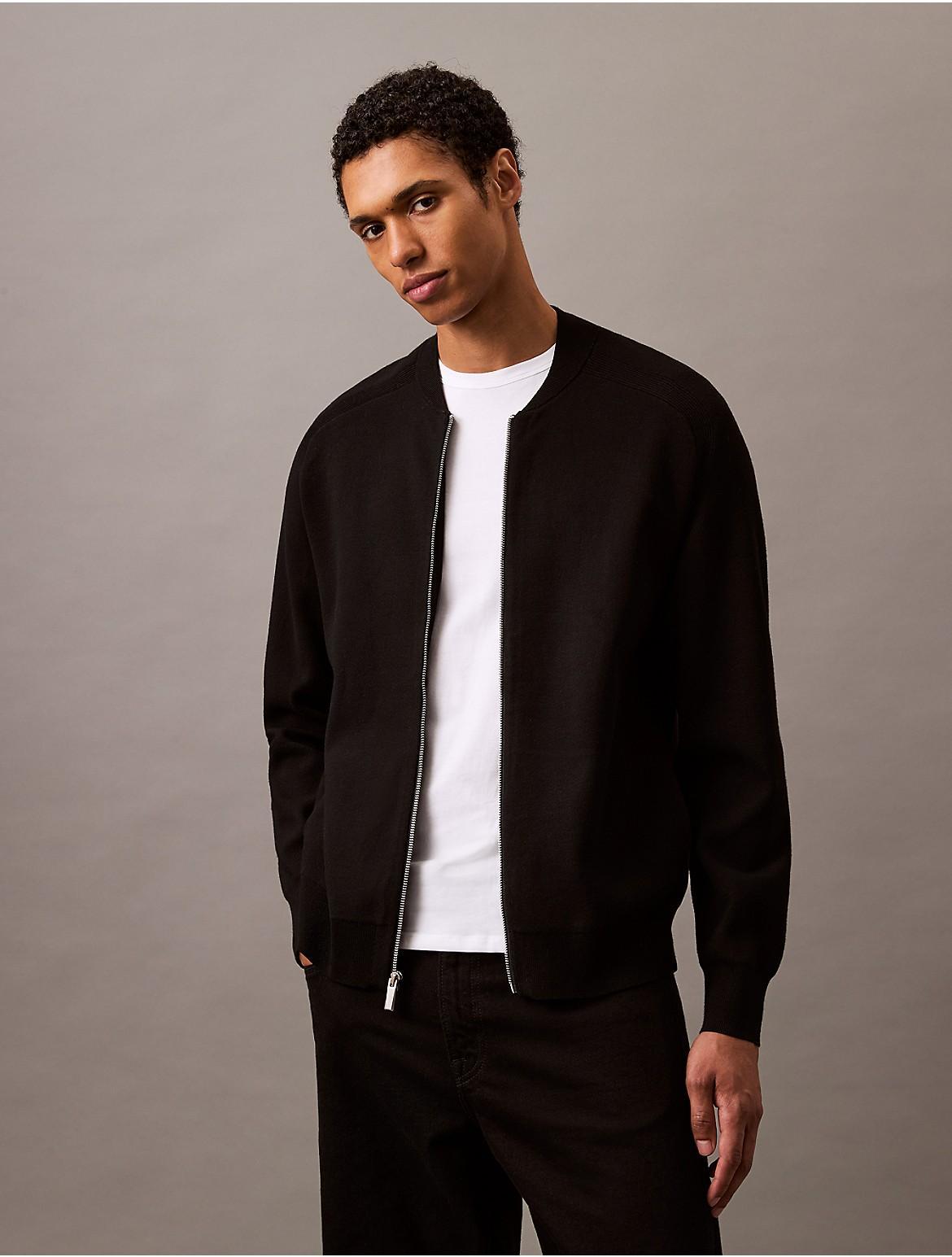 Calvin Klein Mens Tech Knit Bomber Jacket - Black - L Product Image