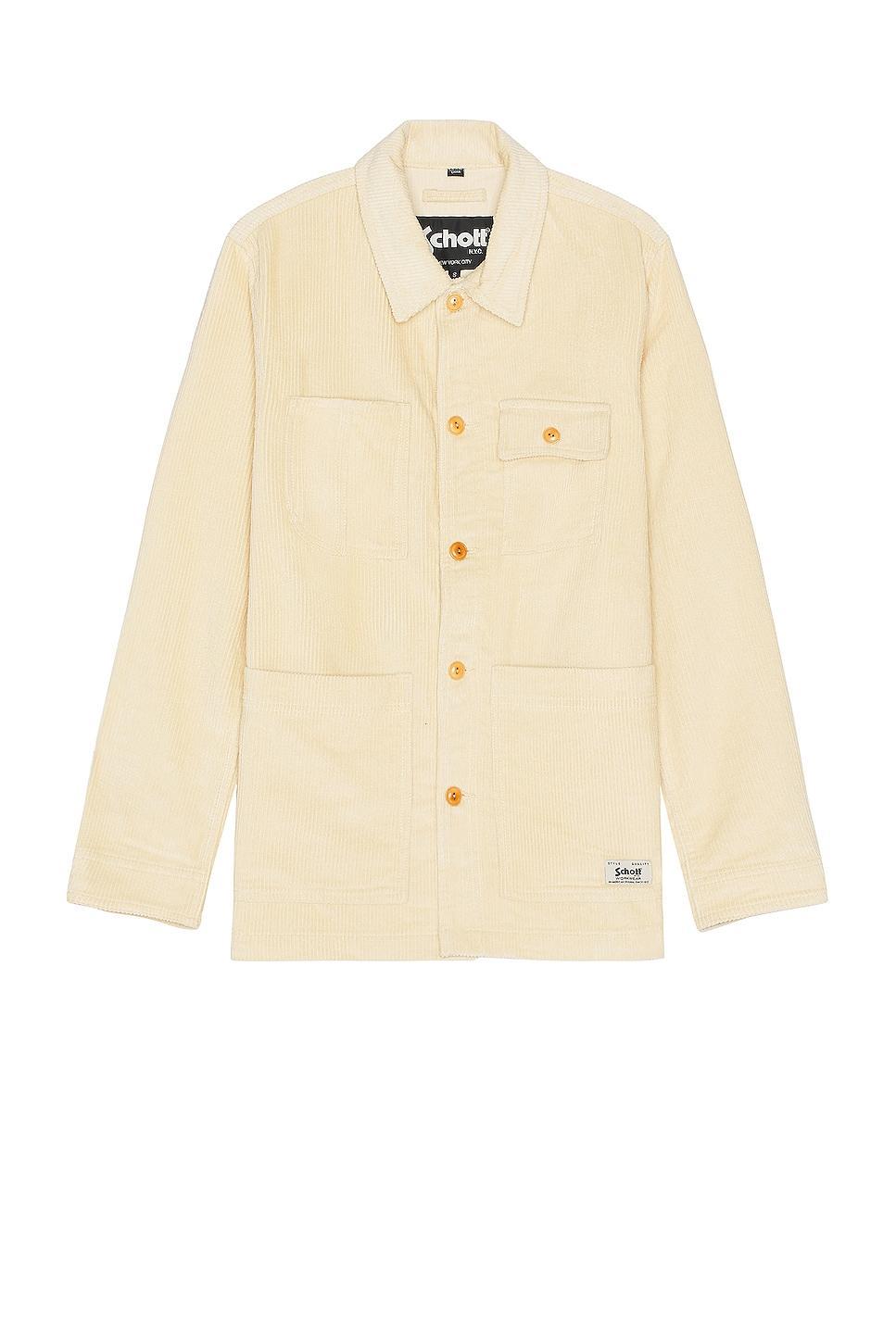 Schott Wale Chore Jacket Cream. (also in L, M, XL/1X). Product Image