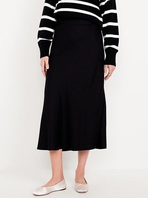 High-Waisted Crepe Midi Skirt Product Image