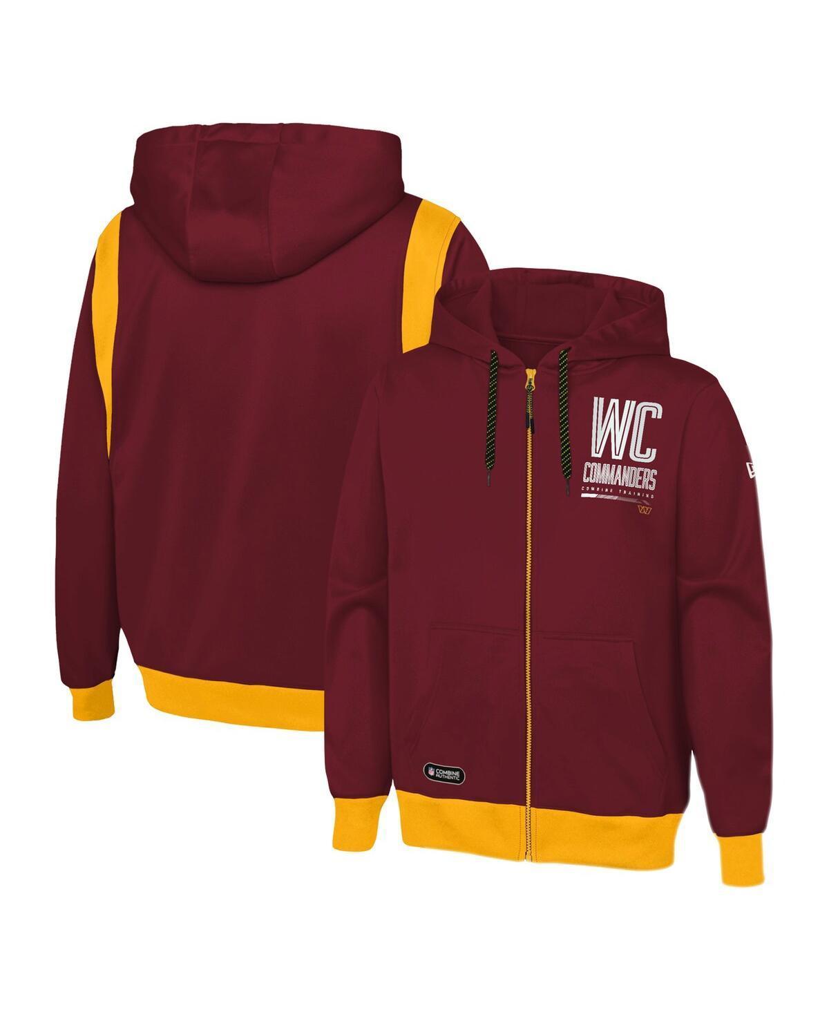 Mens New Era Burgundy Washington Commanders Combine Authentic Drop Back Full-Zip Hoodie Product Image