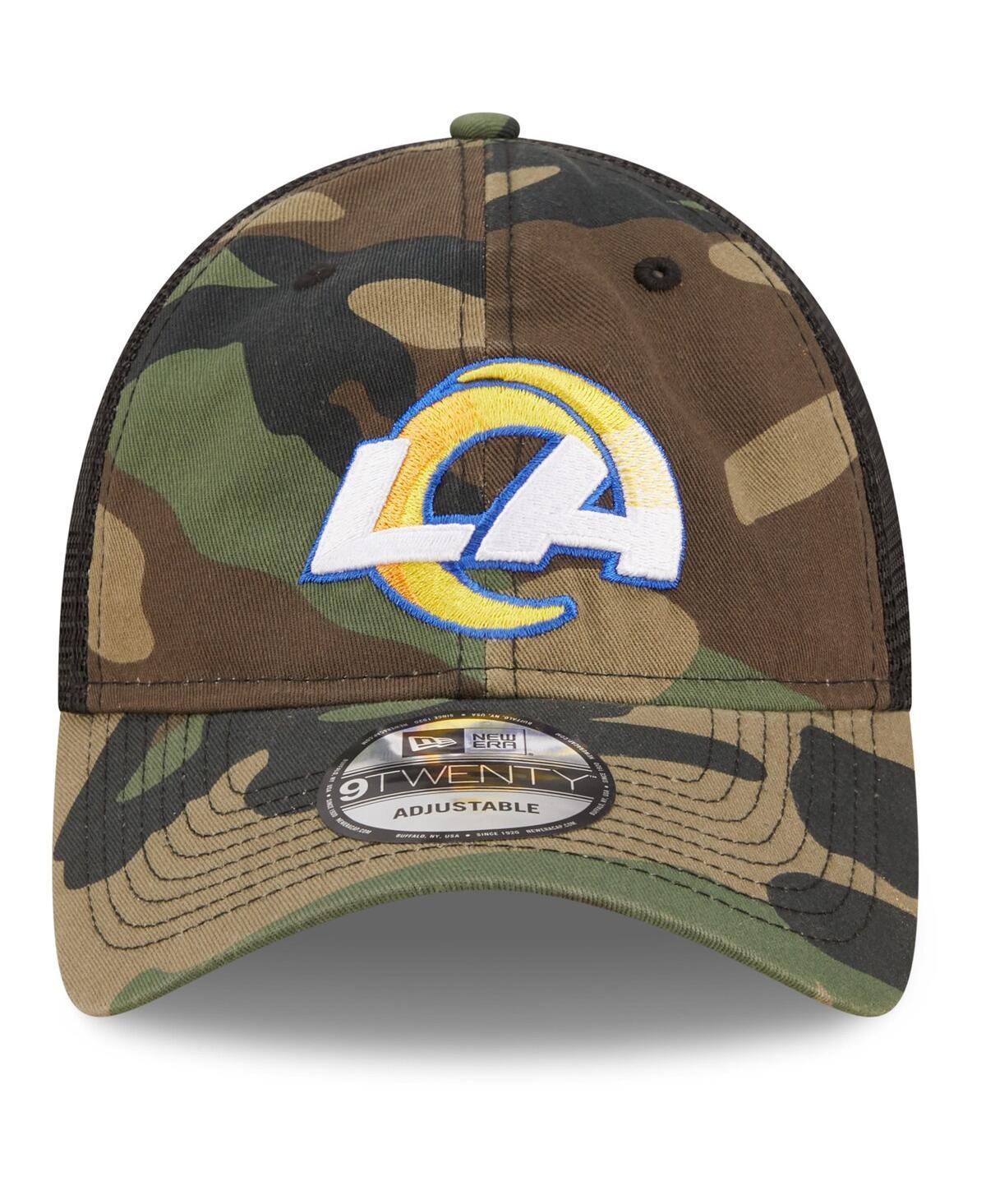 Mens New Era Camo/Black Los Angeles Rams Basic 9TWENTY Trucker Snapback Hat Product Image