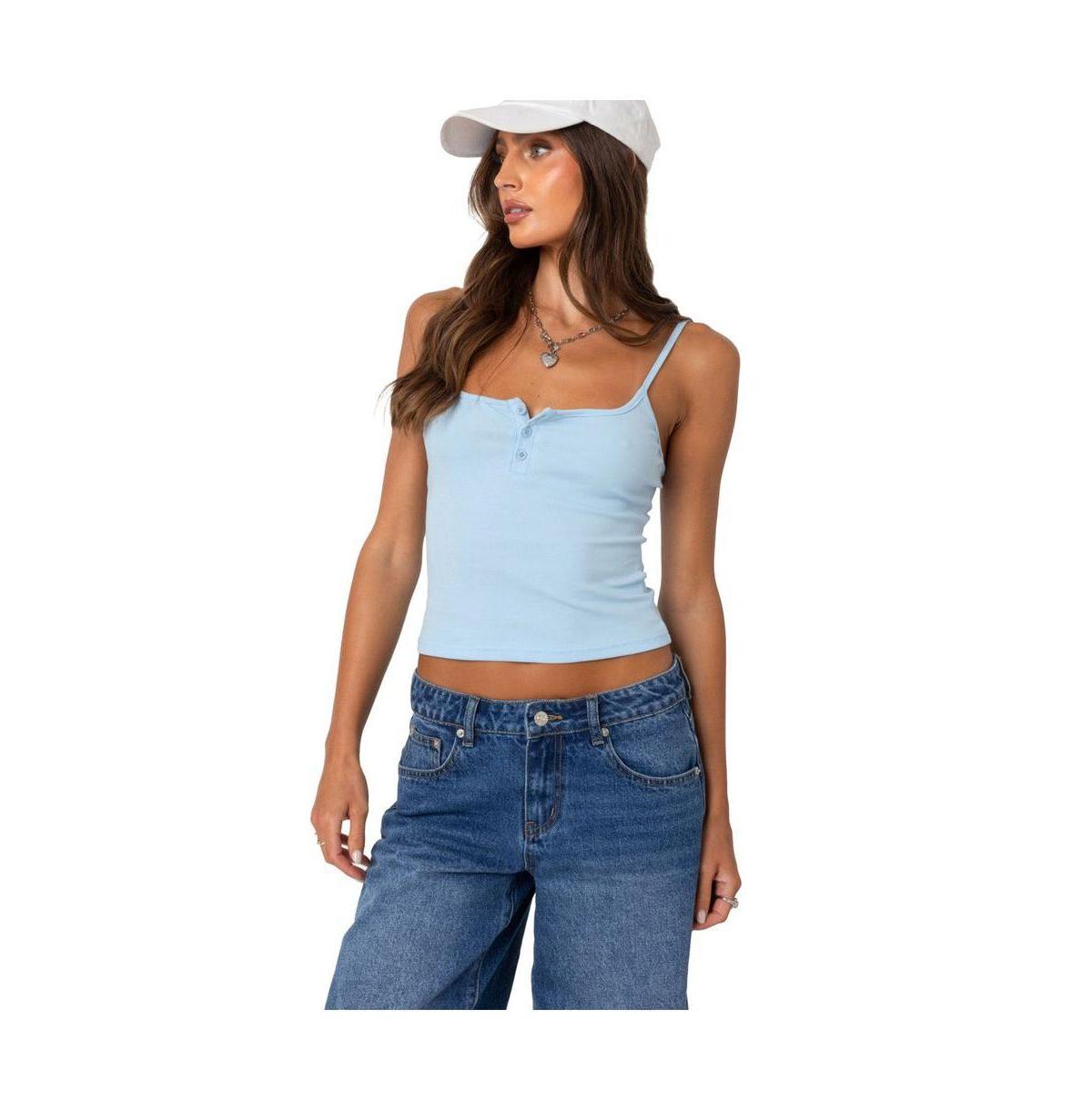 Edikted Womens Ribbed henley tank top Product Image