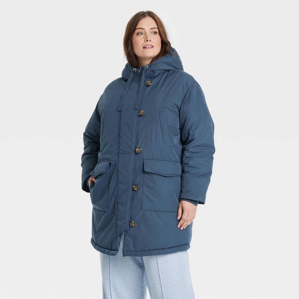 Womens Long Parka Jacket - Universal Thread Blue 3X Product Image