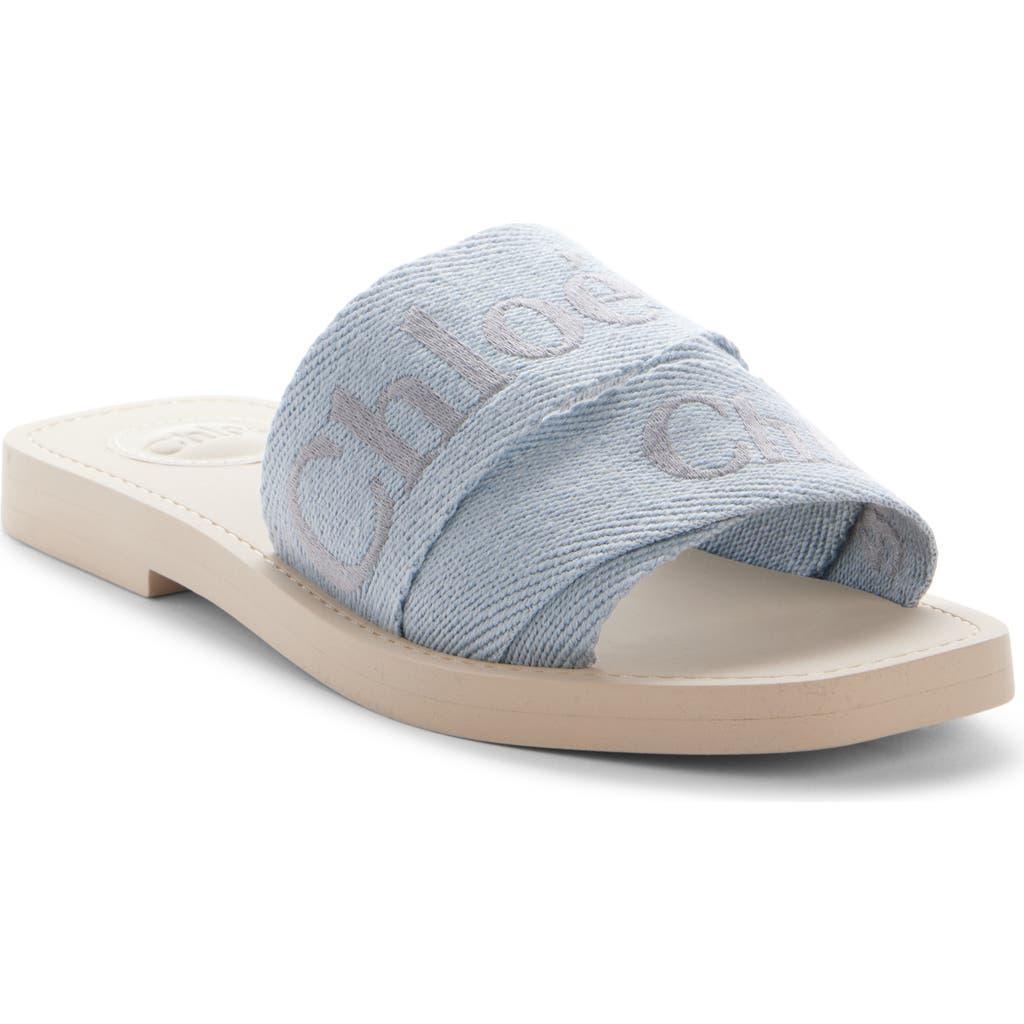 CHLOÉ Logo Slippers In Blue Product Image