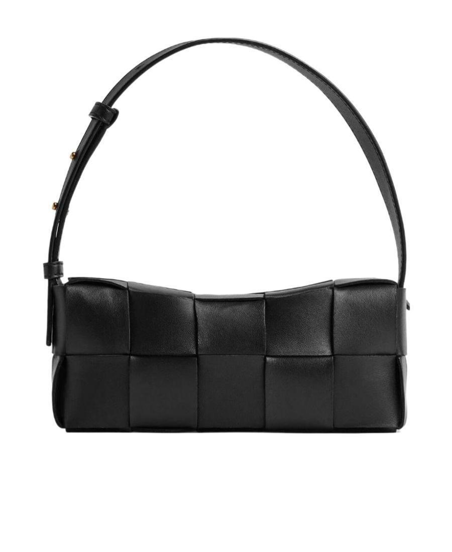 BOTTEGA VENETA Brick Cassette Small Intrecciato Leather Shoulder Bag In Black Product Image