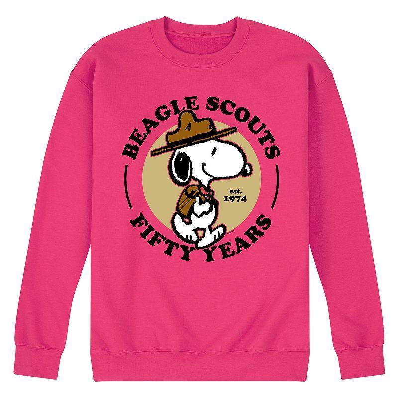 Mens Peanuts Beagle Scout Scout Fleece Sweatshirt Pink Product Image