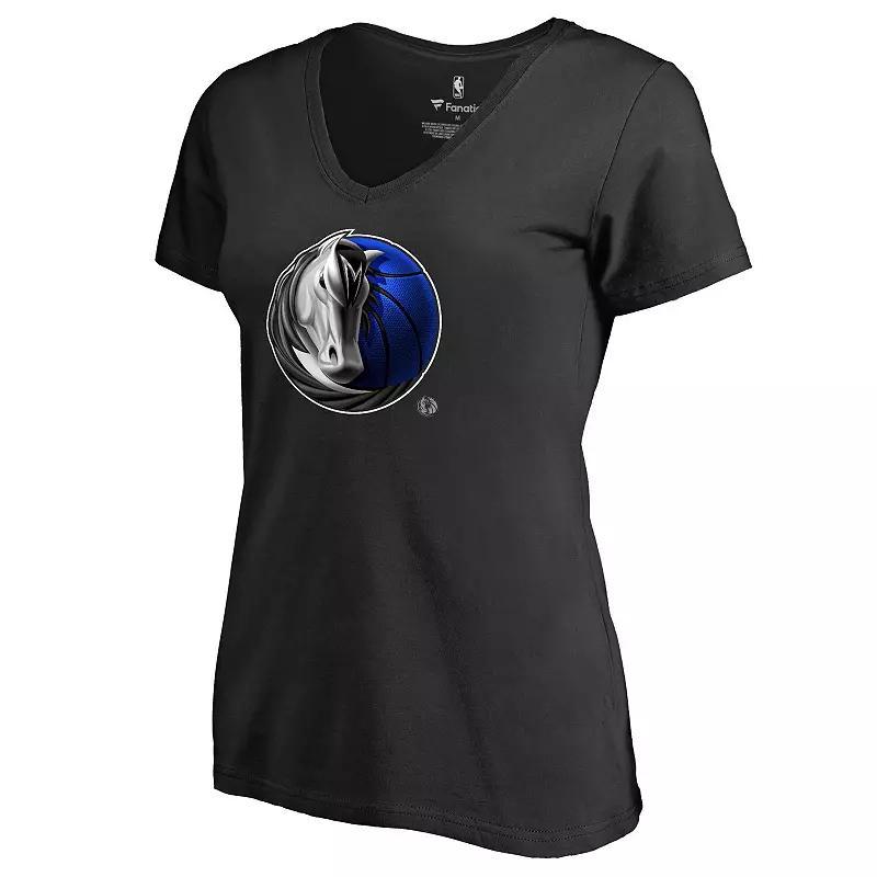 Womens Dallas Mavericks Midnight Mascot V-Neck T-Shirt Product Image