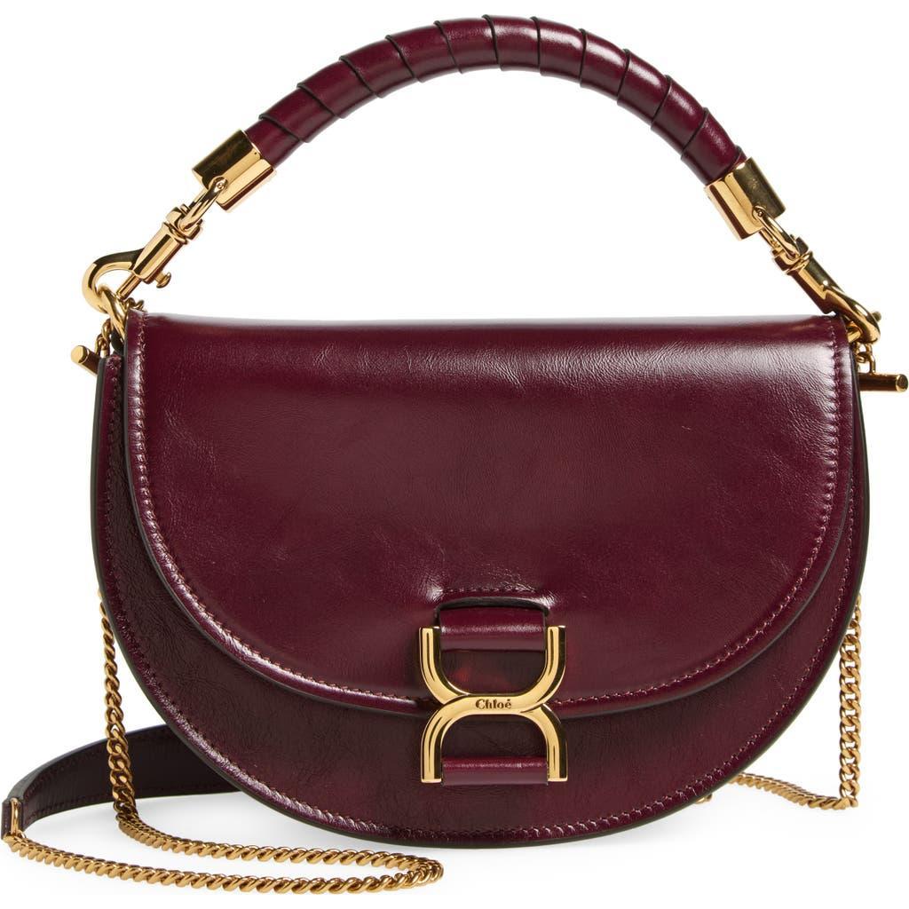 Marcie Flap Crossbody Bag In Shiny Calfskin In Dimness Purple Product Image