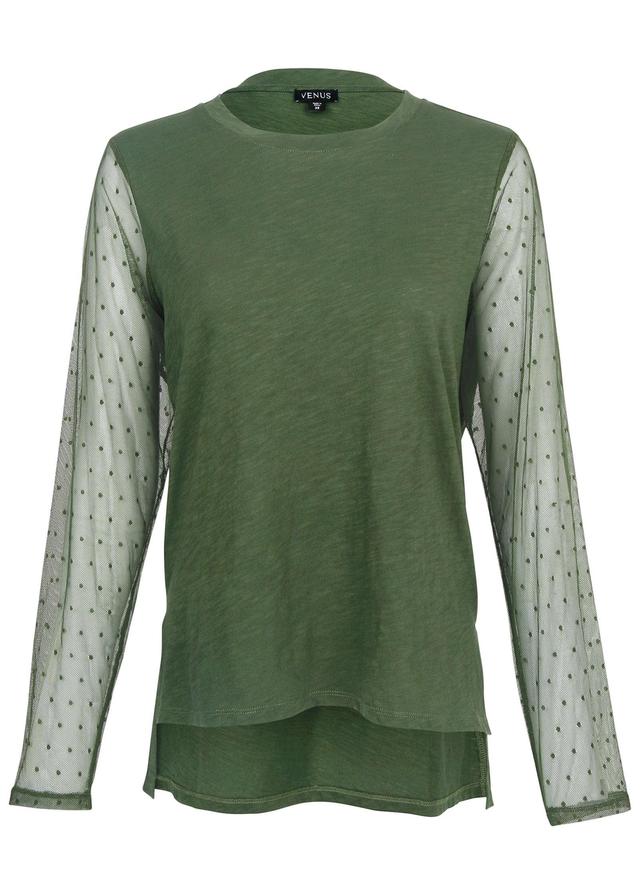 Mesh Sleeve Top - Bronze Green Product Image