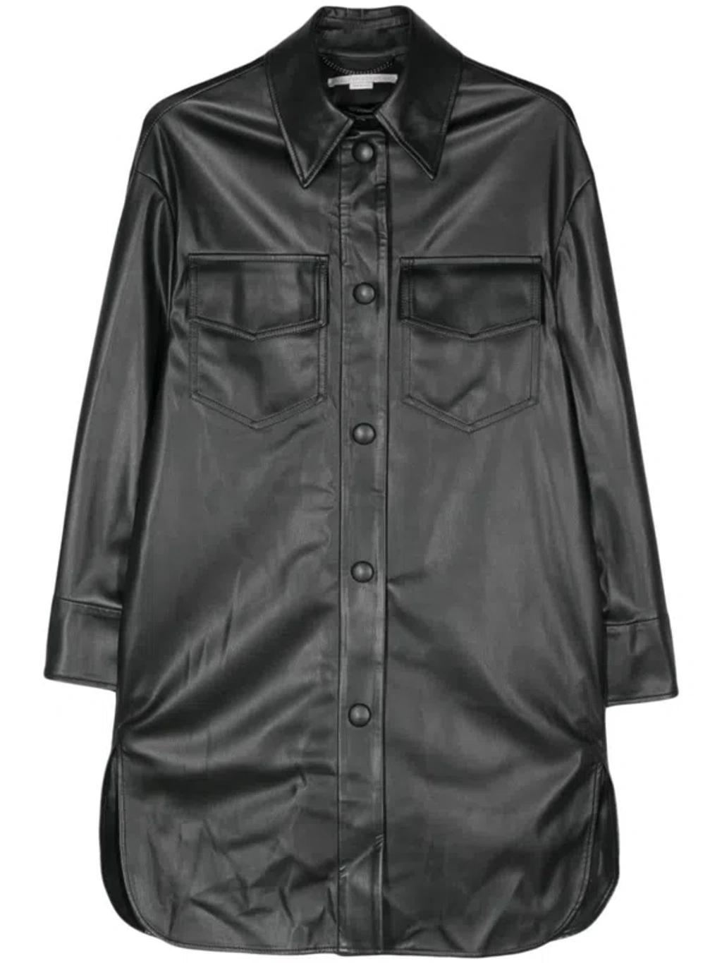 Faux-leather Overshirt In Black product image