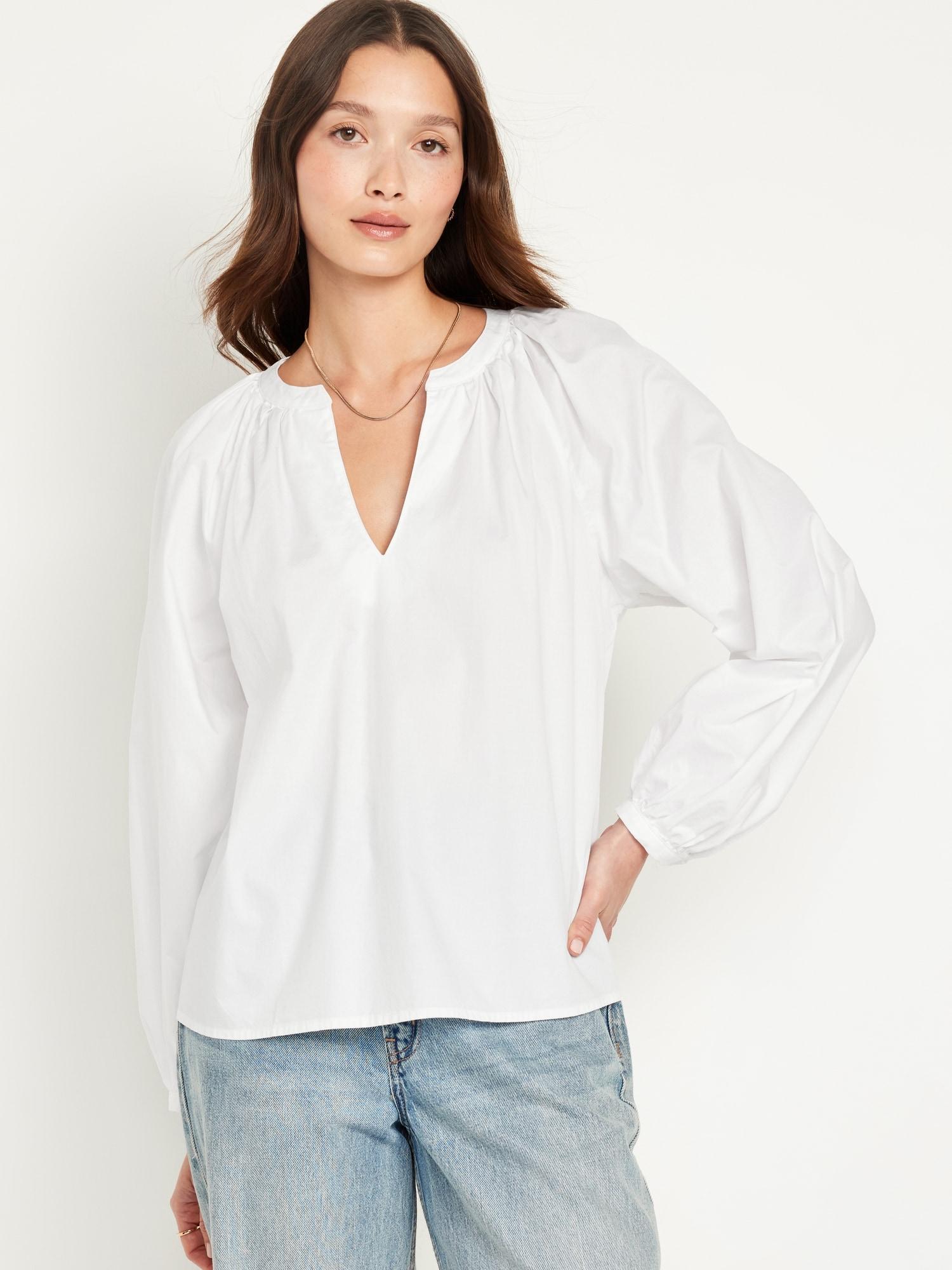 Long-Sleeve Split-Neck Top Product Image