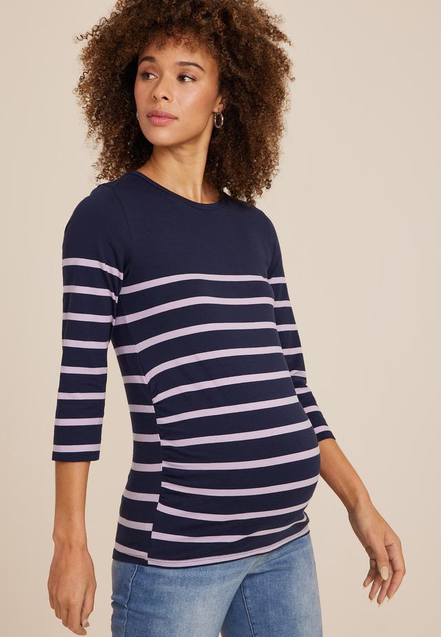 Maurices Womens Mariner Striped Maternity Tee Blue Size XX Large Product Image