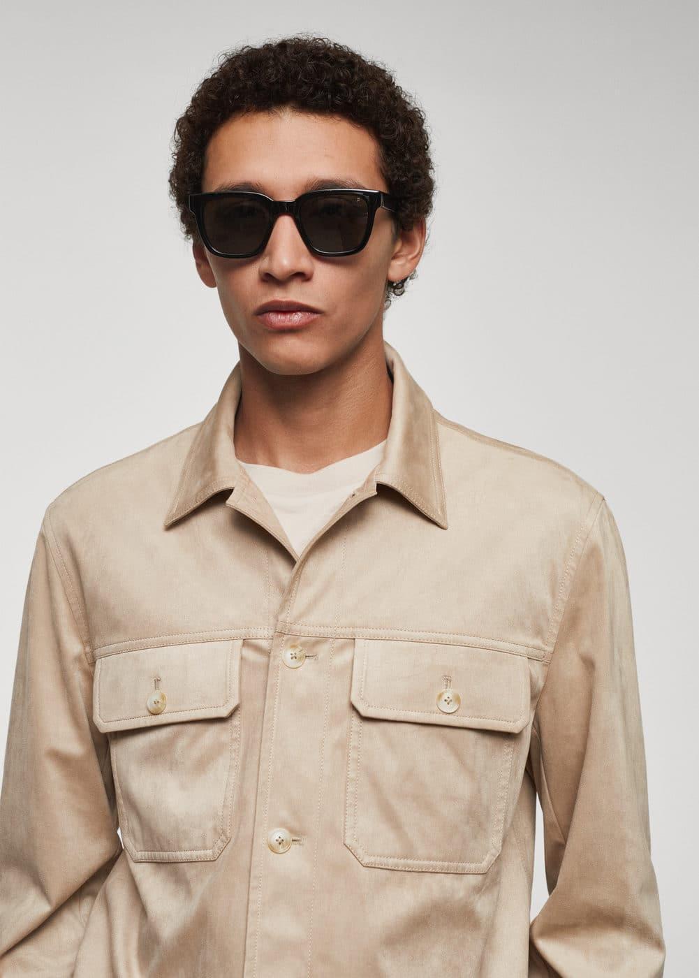 MANGO MAN - Suede effect overshirt with pockets sandMen Product Image