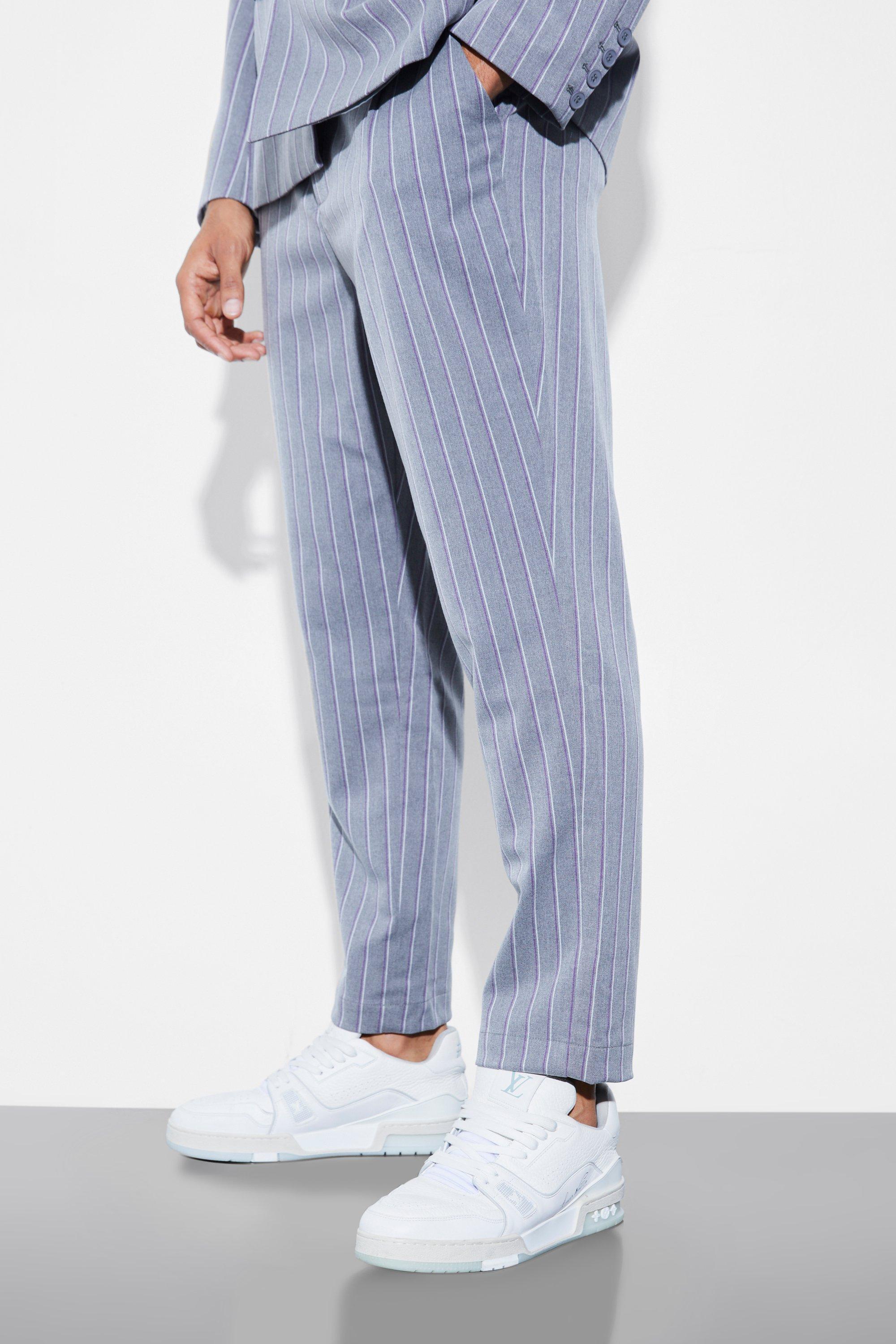 Tapered Stripe Dress Pants | boohooMAN USA Product Image