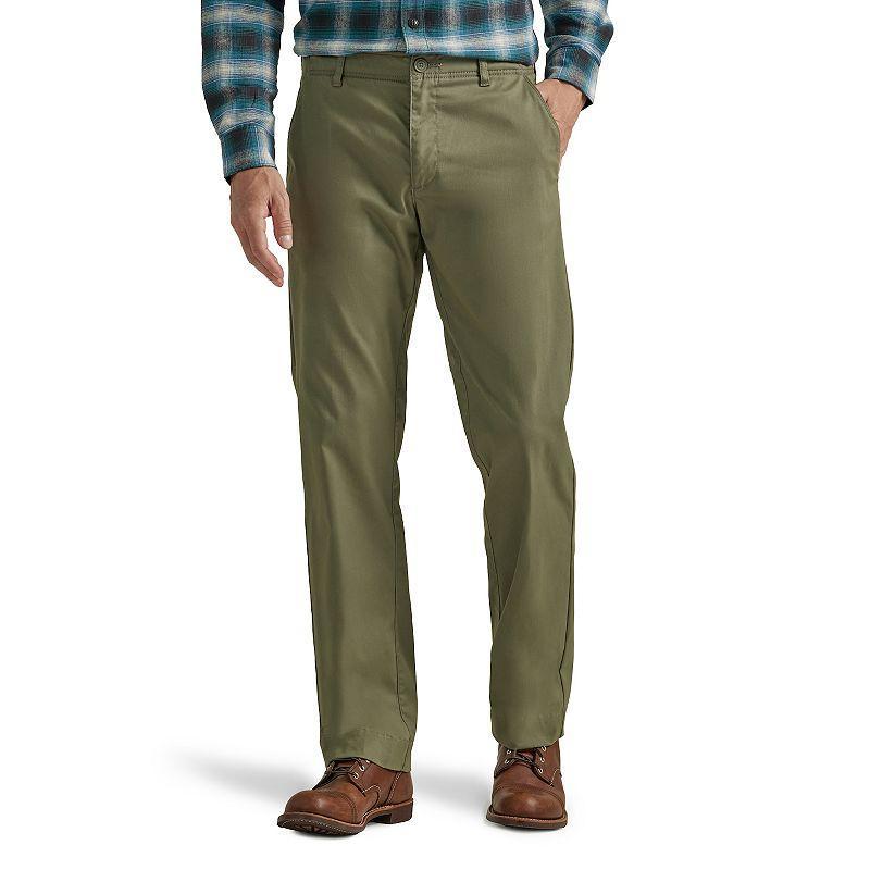 Mens Lee Performance Series Extreme Comfort Khaki Straight-Fit Flat-Front Pants Muted Green Product Image