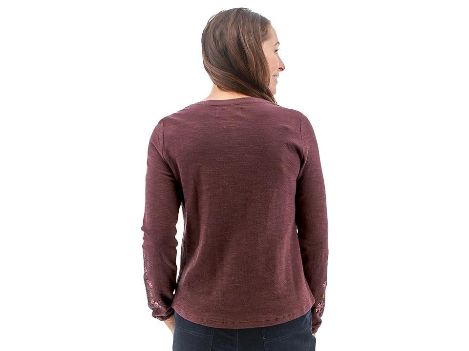 Aventura Larkin Henley Long Sleeve Embriodered Top Product Image