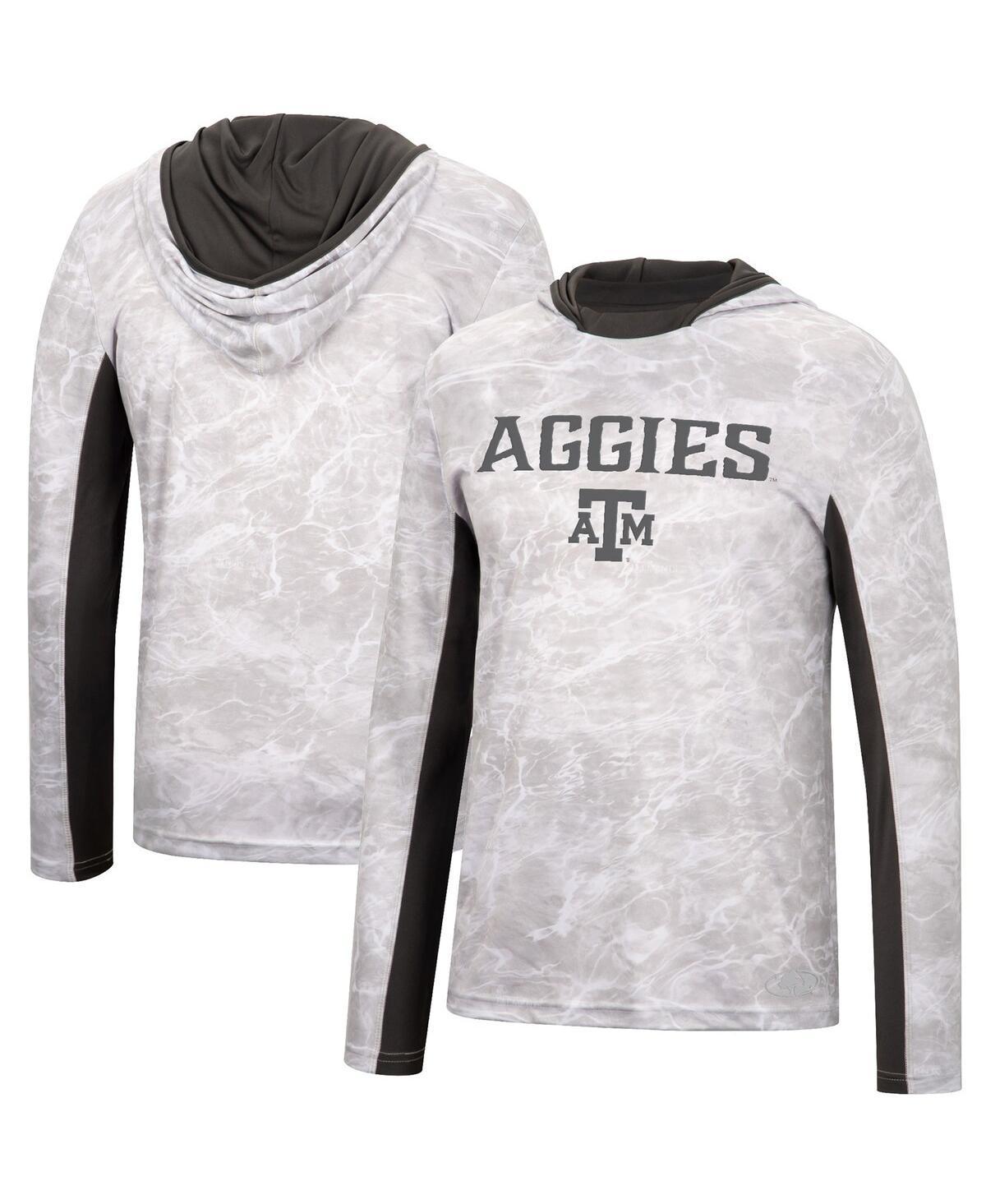 Mens Colosseum White Texas A&M Aggies Mossy Oak Spf 50 Performance Long Sleeve Hoodie T-shirt Product Image