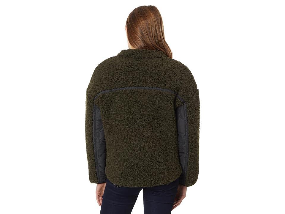 Lucky Brand Reversible Mixed Media Faux Shearling Jacket (Olive Multi) Women's Vest Product Image