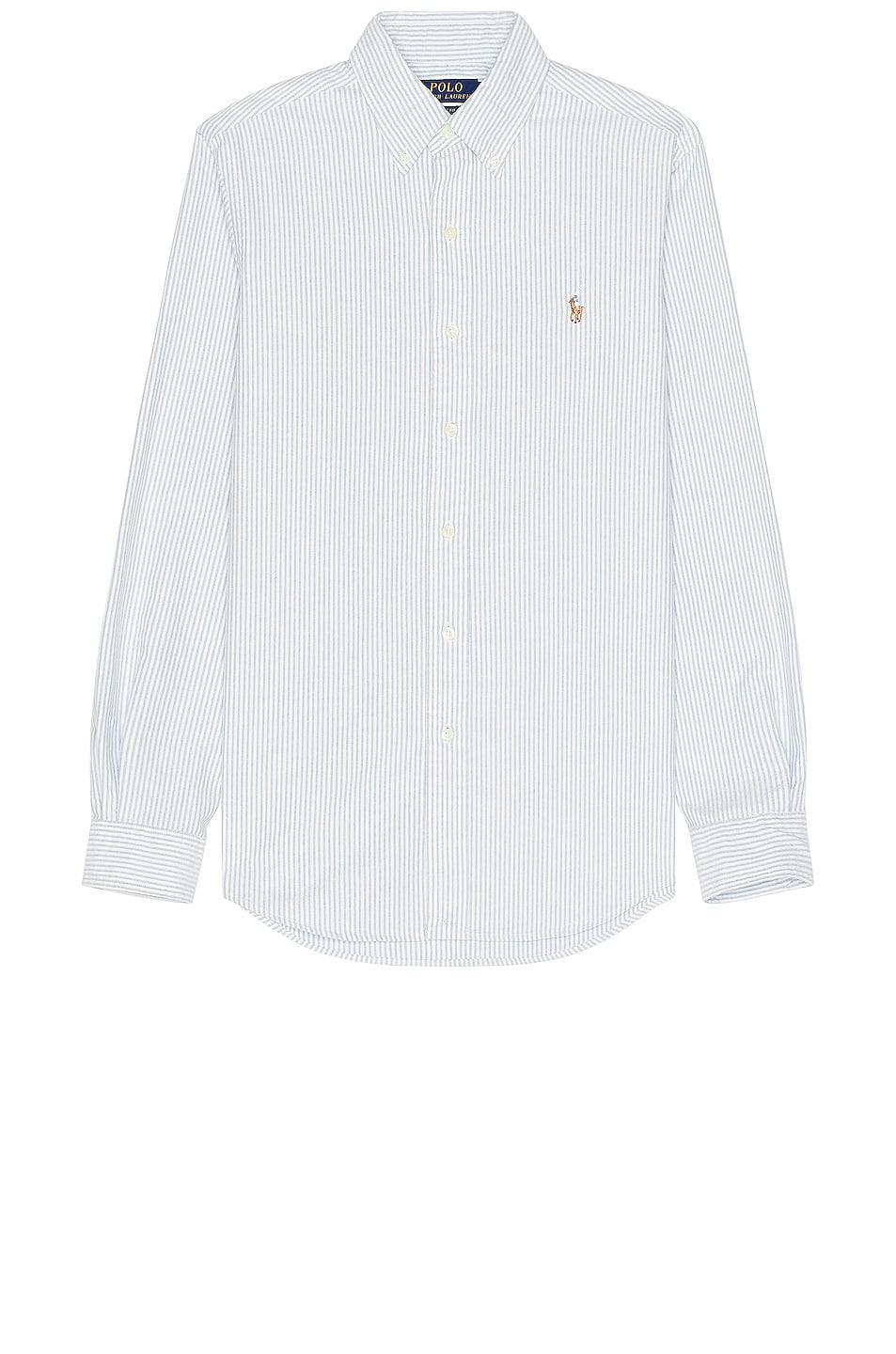 Polo Ralph Lauren Oxford Sport Shirt in Blue & White Stripe - Blue. Size M (also in L, XL/1X). Product Image