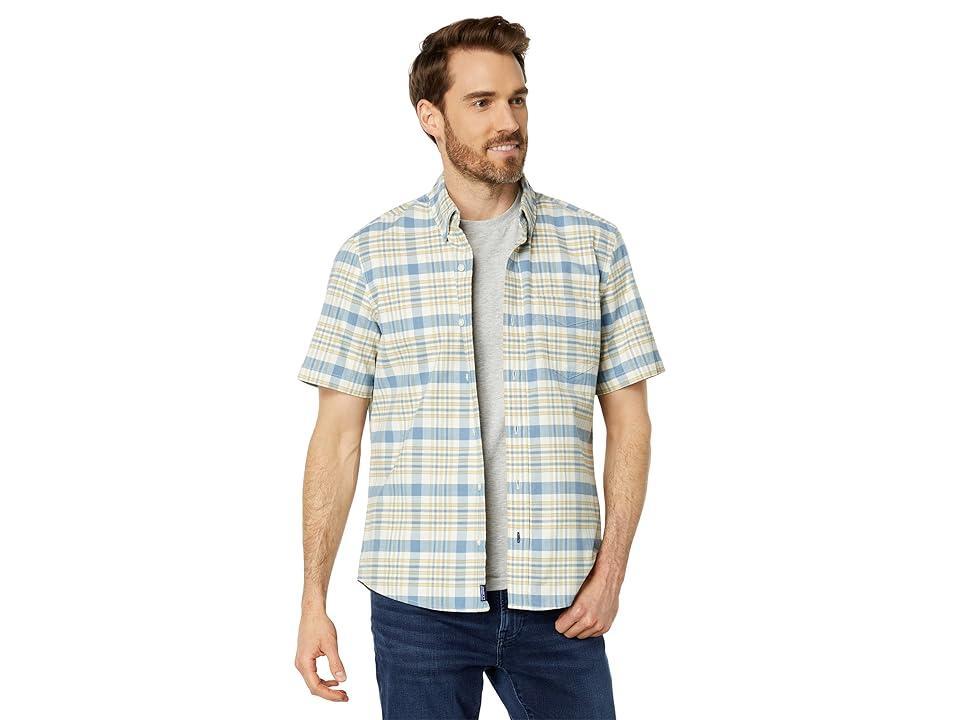 L.L.Bean Comfort Stretch Oxford Short Sleeve Slightly Fitted Plaid (Vanilla) Men's Clothing Product Image