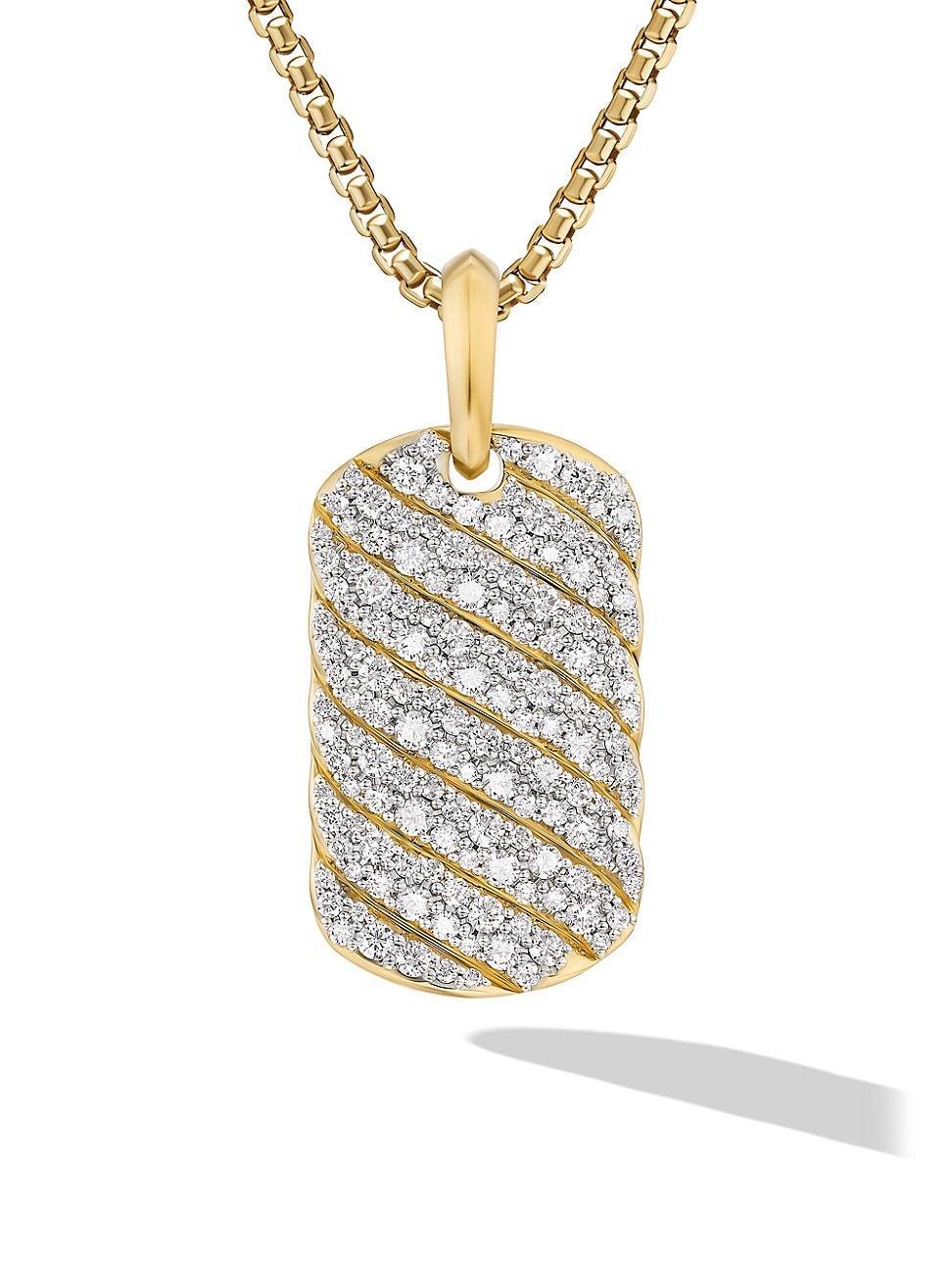 Mens Sculpted Cable Tag in 18K Yellow Gold Product Image