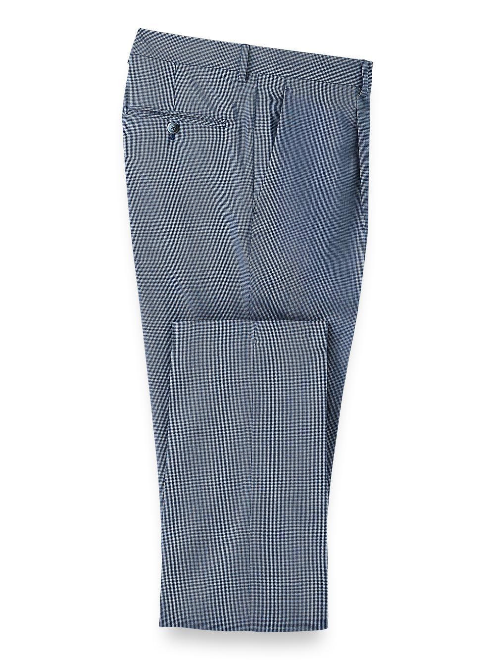 Wool Micro Check Single Pleat Suit Pants - Cobalt Product Image