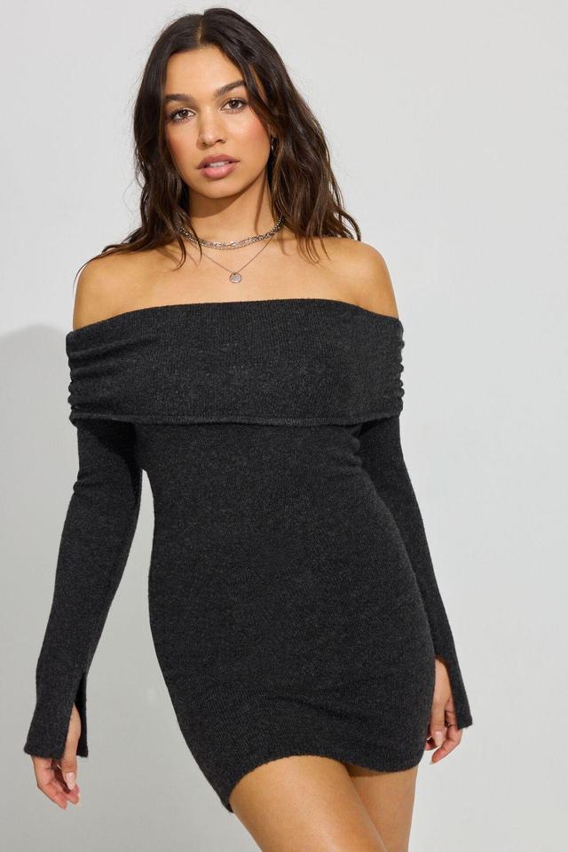 Scarlet Spongy Off Shoulder Dress Product Image