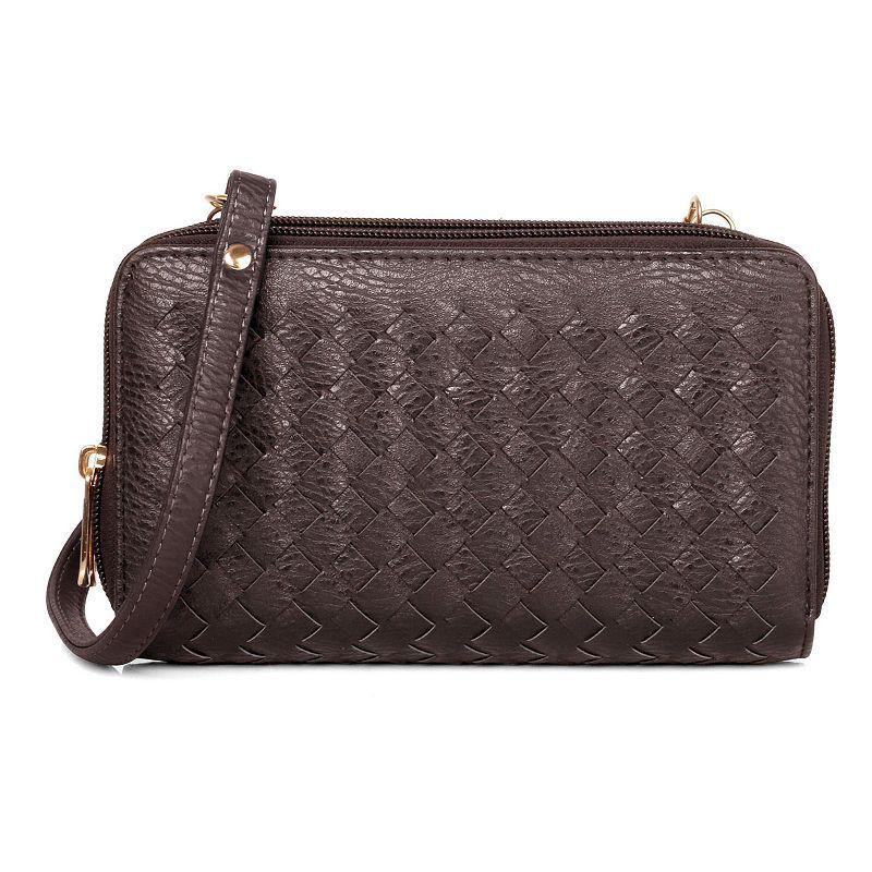 Womens Karla Hanson RFID-Blocking Ellen Woven Crossbody Phone Wallet, Brown Product Image