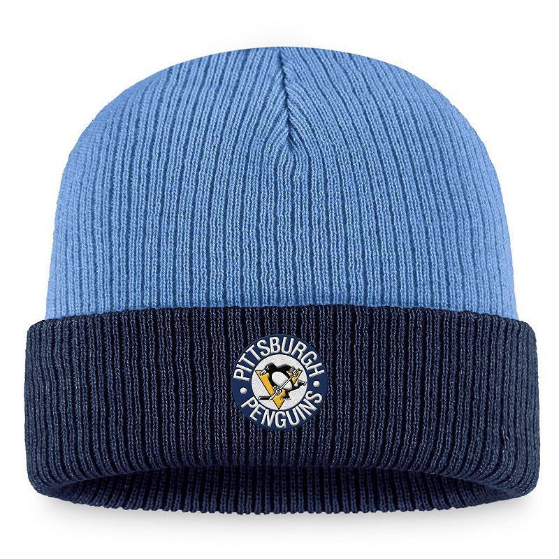 Mens Fanatics Branded Blue/Navy Pittsburgh Penguins Heritage Vintage Cuffed Knit Hat Product Image