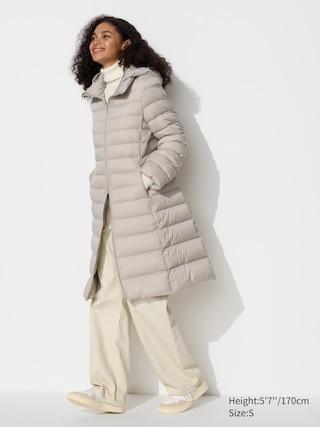 Womens Ultra Light Down Long Coat with Water-Repellent Beige Medium UNIQLO US Product Image