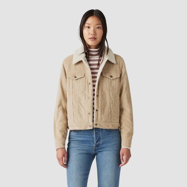 Levis Womens Faux Shearling Original Corduroy Trucker Jacket - Safari Product Image