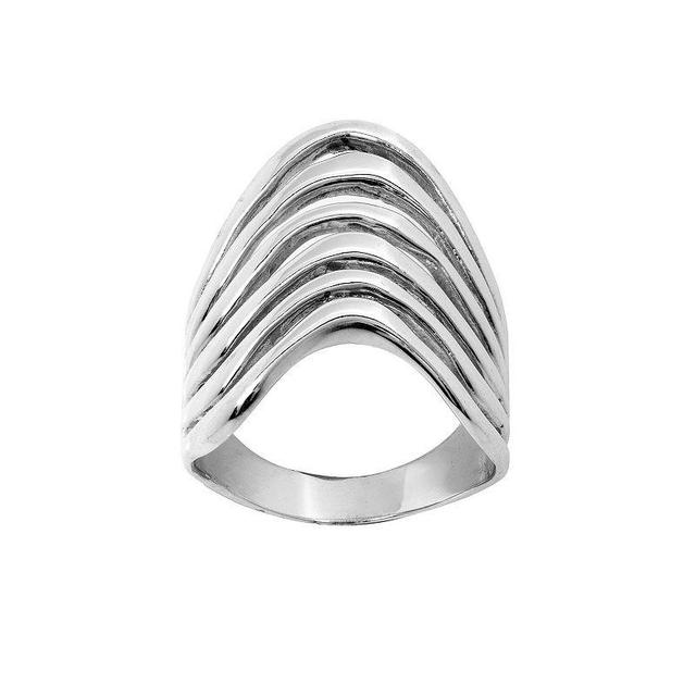 Main and Sterling Sterling Silver Multi Row Chevron Ring, Womens Product Image