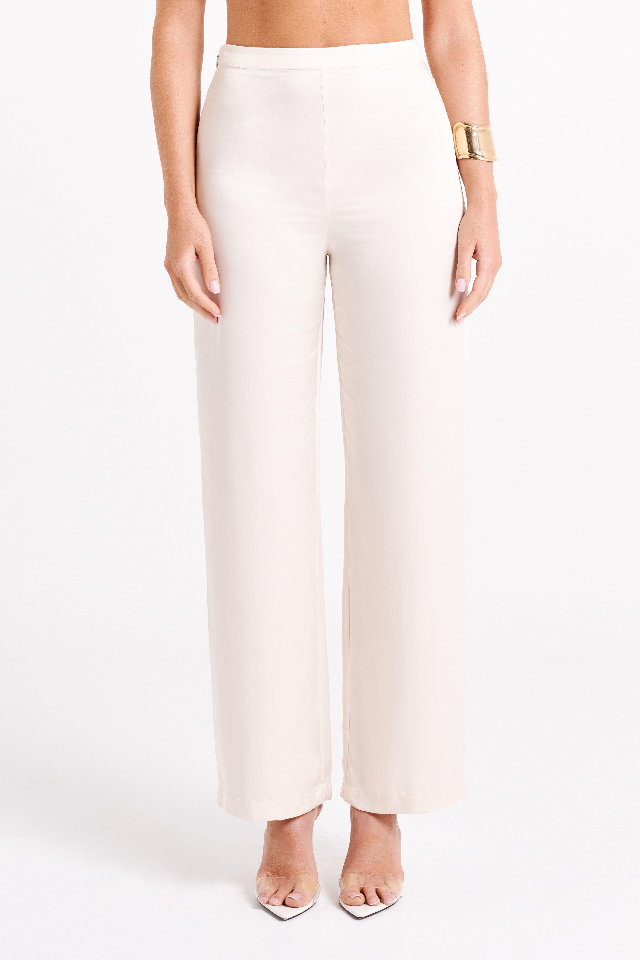 Elisa Satin Straight Leg Pant - Sand Product Image