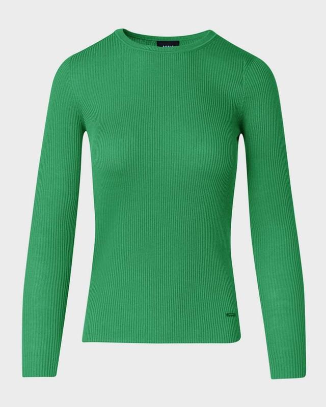 Seamless Rib Knit Silk-Cotton Sweater Product Image