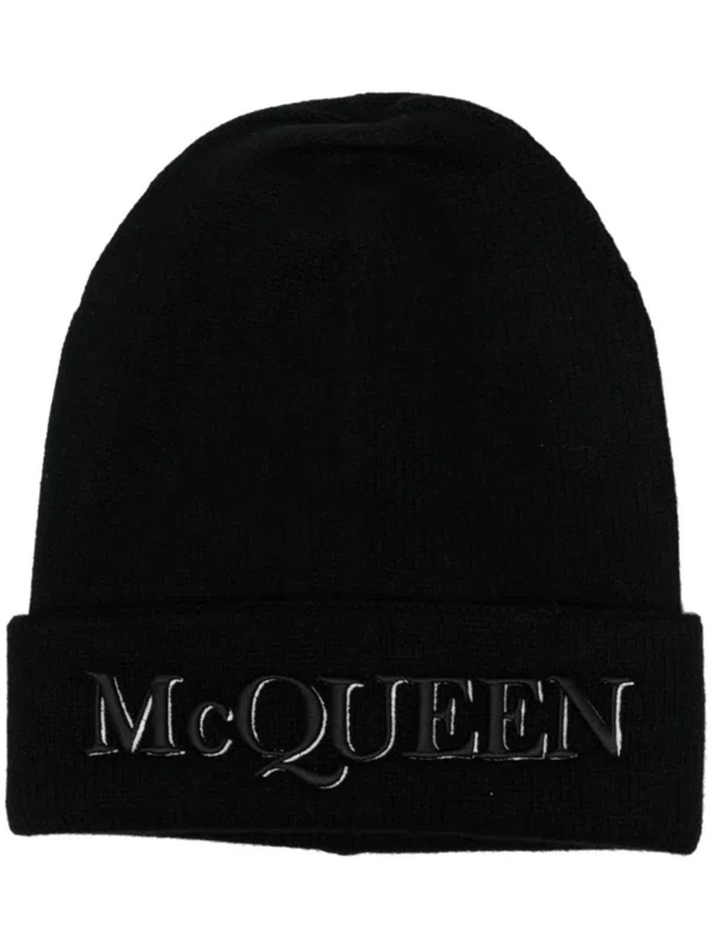 Black Logo Cashmere Beanie Hat Product Image