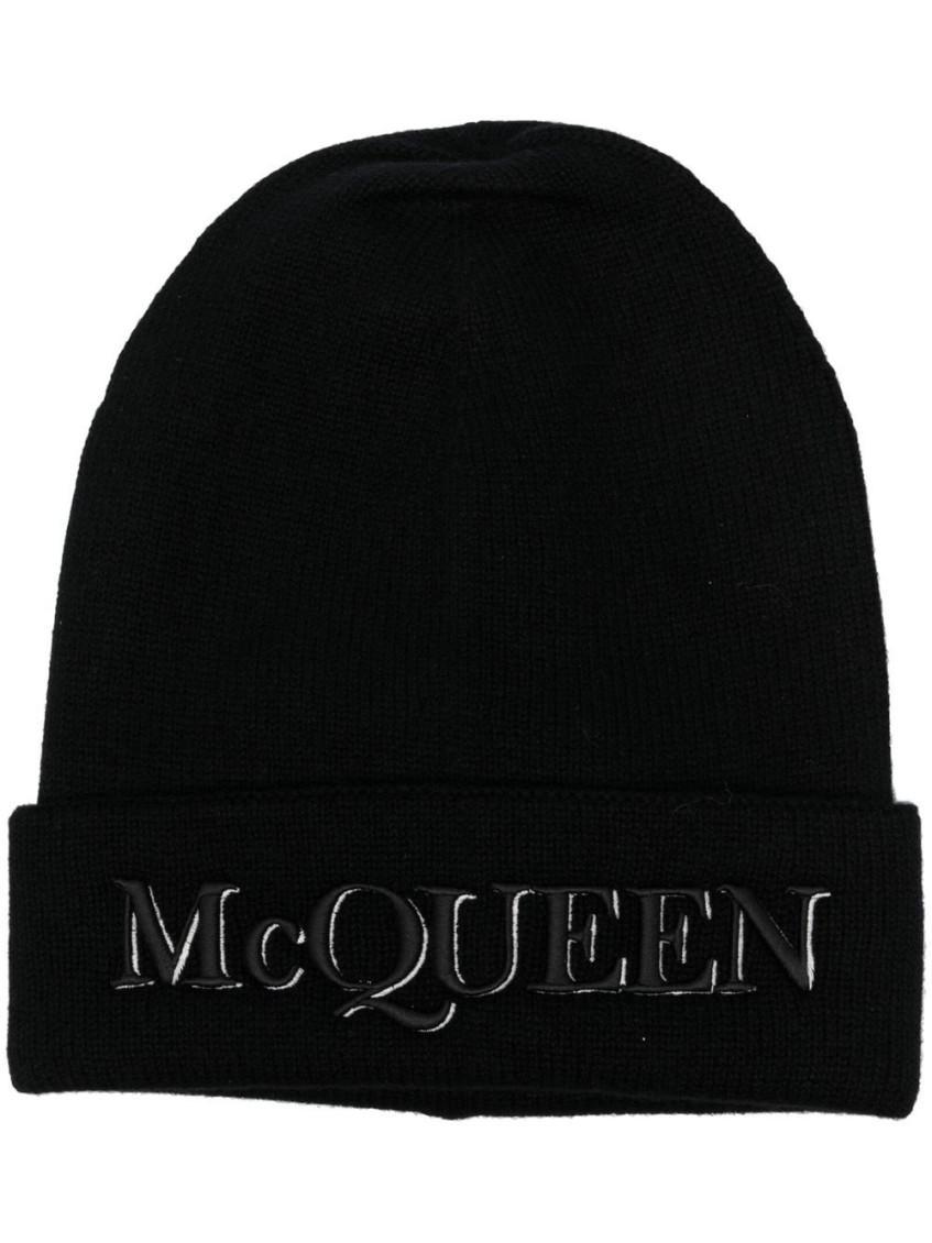 Black Logo Cashmere Beanie Hat Product Image