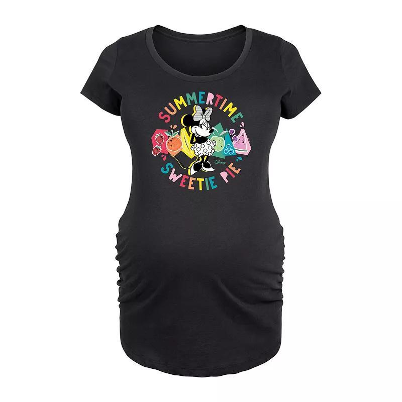 Disneys Lilo & Stitch Maternity Angel Flower Graphic Tee, Womens Grey Dark Red Product Image