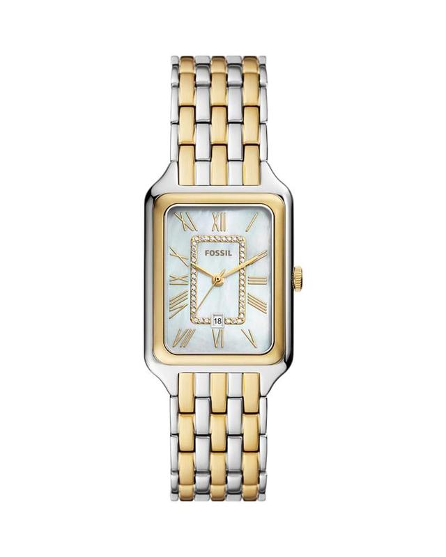 Fossil Womens Raquel Three-Hand Date Gold-Tone Stainless Steel Watch, 26mm Product Image