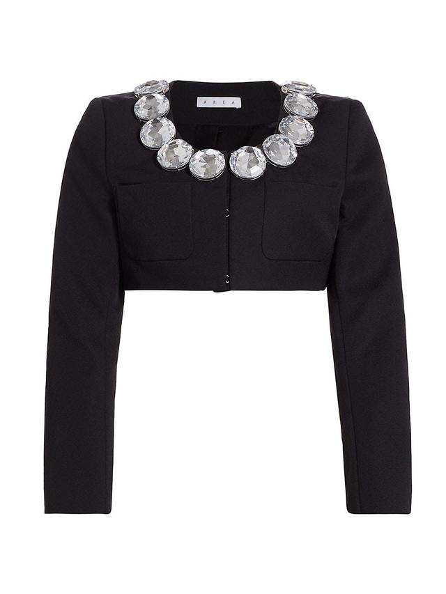 Womens Jumbo Crystal-Embellished Crop Blazer Product Image