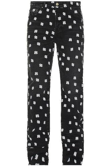 Amiri Paisley Straight Jean in Faded Black - Black. Size 33 (also in 30, 31, 32, 36, 38). Product Image