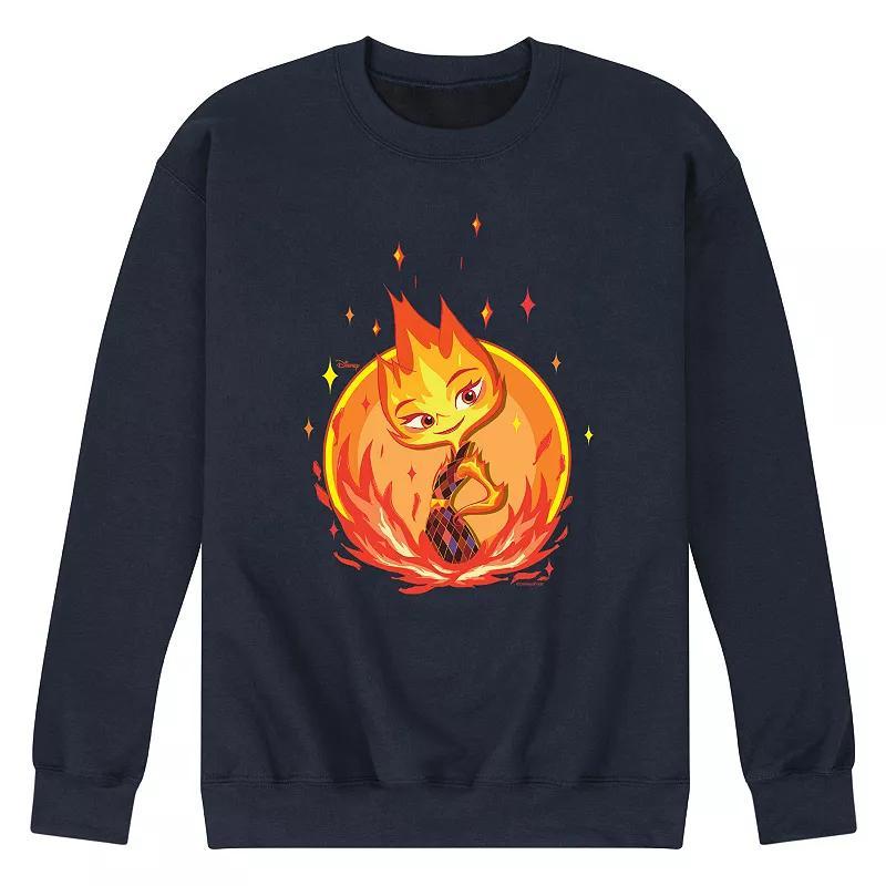 Disneys Elemental Mens Ember Badge Fleece Sweatshirt Blue Product Image