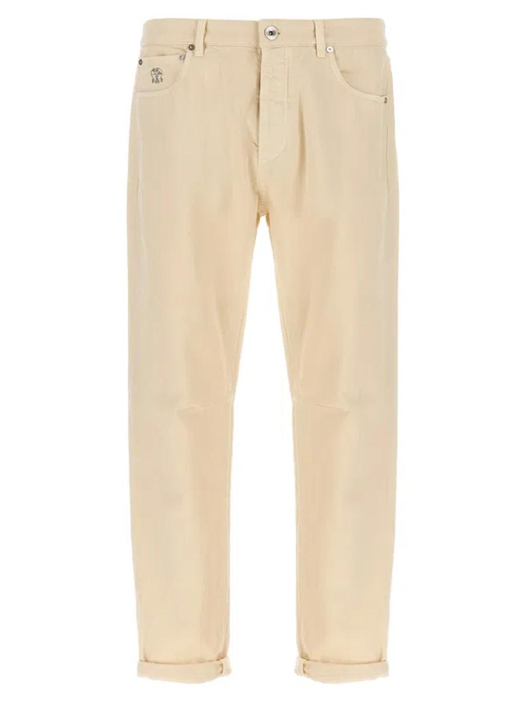 Logo Patch Straight Leg Jeans In White Product Image