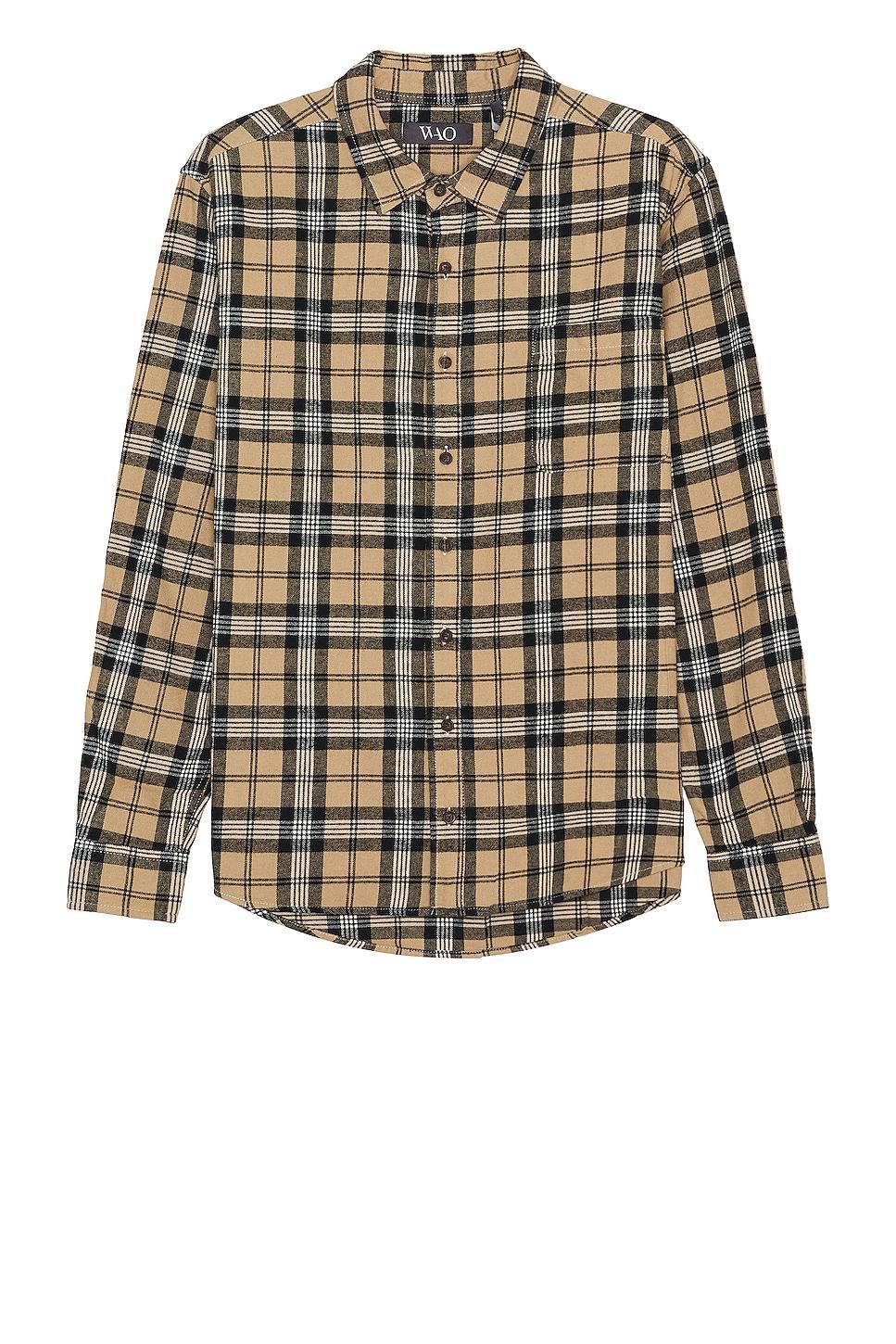 WAO The Flannel Shirt in Tan. Product Image