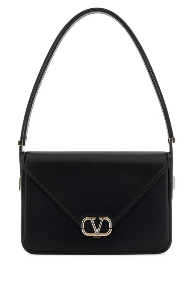 Black Leather Vlogo Shoulder Bag In Nero Product Image