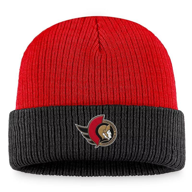 Mens Fanatics Branded Red/Black Ottawa Senators Heritage Vintage Cuffed Knit Hat Product Image